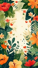 Flower frame for adding text Created with Generative AI technology
