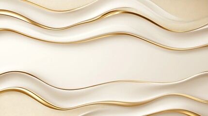 Fototapeta premium Abstract flowing wavy lines, cream and gold