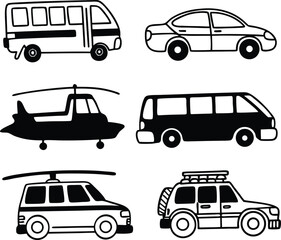 Simple Line Art Illustration of Two Different Cars