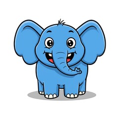 Naklejka premium 青いゾウの笑顔