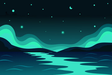 night landscape with sea and sky