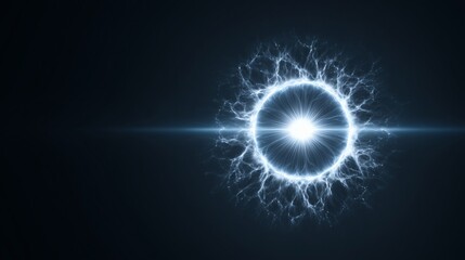 Fototapeta premium Electric light ring on dark, Glowing circular energy burst, Futuristic visual for tech or power concepts