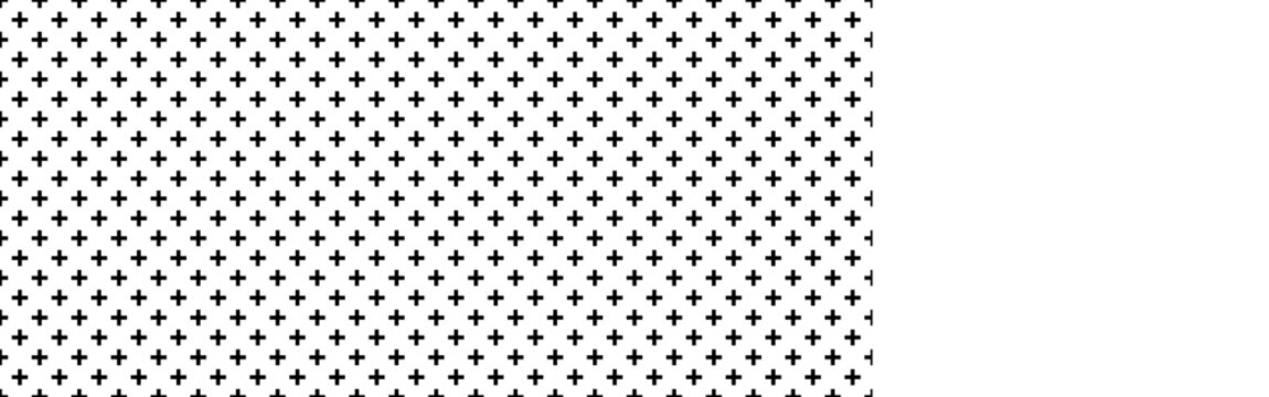 Plus seamless pattern. Simple geometric cross texture. Graphic cross symbol grid. Plus sign repeat pattern. Graphic texture. Vector illustration isolated on white background.