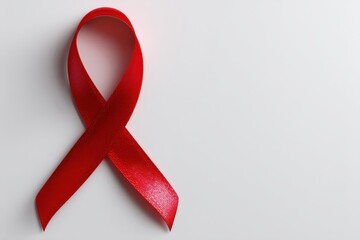 Red Kidney Awareness Ribbon Centered on Soft White Background Symbolizing Health and Advocacy