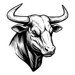 Hand drawn Bull Head Illustration