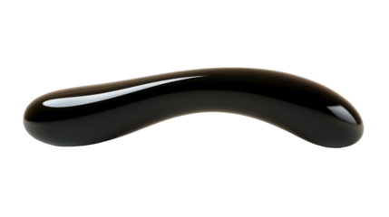 Abstract black glassy form on black void background, cut out transparent