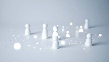 Obraz premium Abstract image depicting a network of interconnected white figures. Illustrates collaboration, communication, and global networking. Ideal for business, technology, and social media concepts.