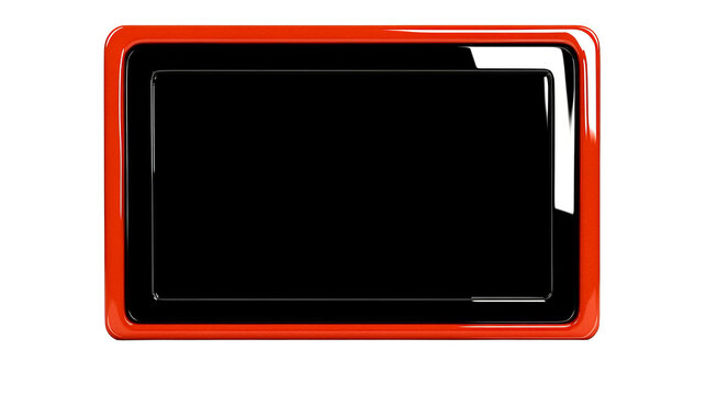 Glossy rectangular red frame with rounded corners, cut out transparent