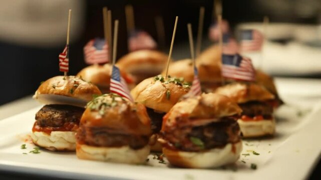 Mini sliders adorned with patriotic flags