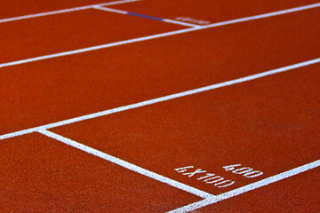 Line with number 4x400 meter running track
