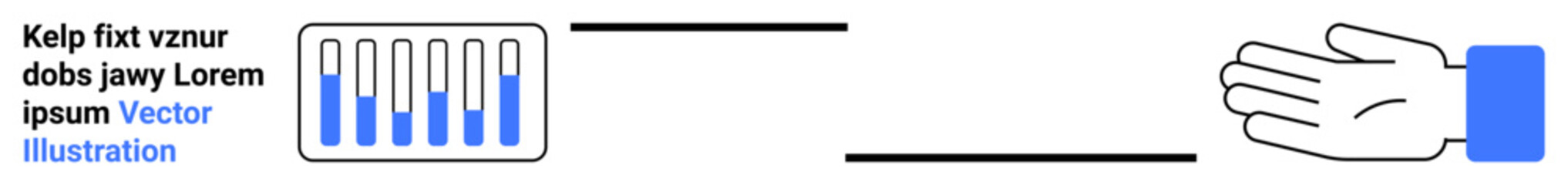 Hand extending toward a data module with vertical bars representing information flow. Ideal for technology, data analysis, user interface, automation, connectivity, AI concepts, simple landing page
