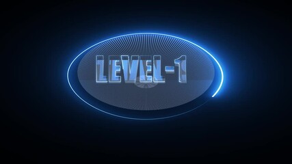 Neon level 1 up sing .Level four text font with neon light Animation. - Powered by Adobe