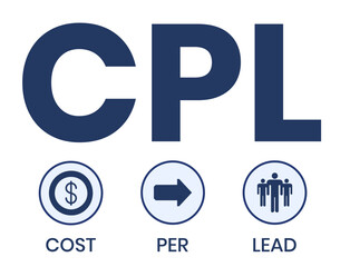 CPL - Cost Per Lead acronym, business concept background. vector illustration concept with keywords and icons. lettering illustration with icons for web banner, flyer, landing page, presentation