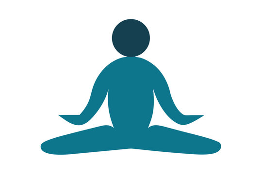 Minimalist bimana in meditation pose showing serene silhouette vector art illustration