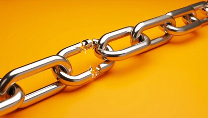 Obraz premium metal chain on yellow background