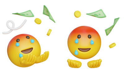 sad expression on the face of money flying away 3D Emoji