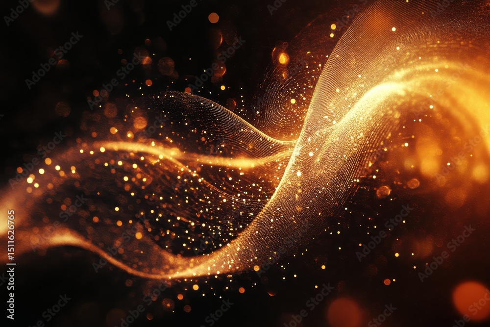 Poster abstract particle wave with connected dots creating a dynamic visual in rich colors, abstract partic