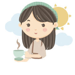 girl with cup of coffee