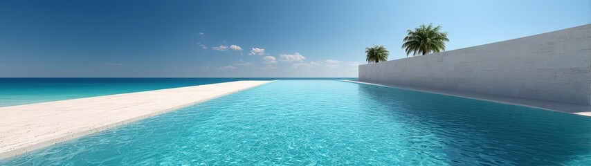 Serene infinity pool overlooking the ocean on a sunny day.