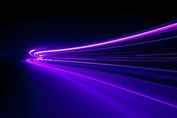 Neon purple light trails with curved motion on a dark background