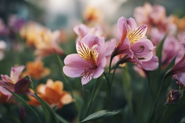 Vibrant flower garden captured during a spring day in soft daylight, with scenic walkways and rich foliage, perfect for promoting eco travel, lifestyle blogs, and nature editorial features.