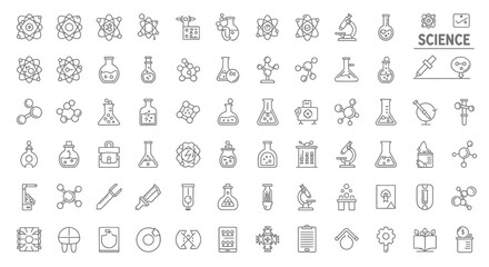 Science icons, set of line icons, icon sheet