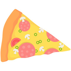 Pepperoni Pizza Slices. Pepperoni pizza illustration food art vector.