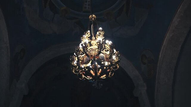 Interior of an Orthodox church with icons and an altar