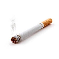 Cigarette macro detail packshot on white background isolated smoking product with realistic texture and sharp focus