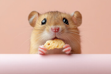 Ham hamster munching on cheese.