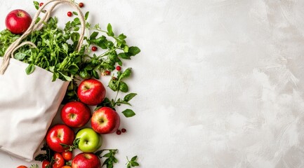 Fresh produce in a natural tote bag