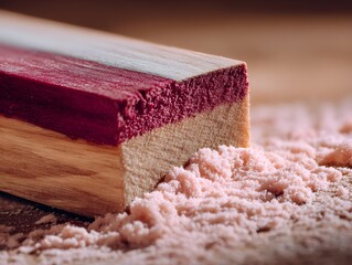 Close-up sanding block refining smooth wood surface delivering precision craftsmanship technique showcase for woodworking enthusiasts