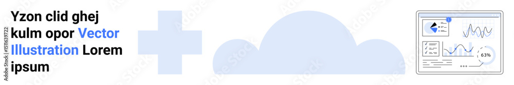 Poster data dashboard with charts and graphs connected to cloud computing. ideal for analytics, technology,