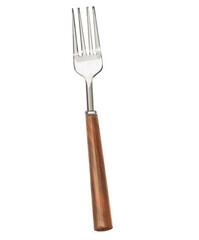 stainless steel fork with wooden handle, ideal for serving food. Perfect for dining and kitchen use, this utensil combines functionality with style