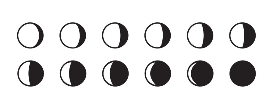 Hand-Drawn Moon Cycle Icons