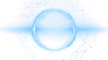 Blue energy ring with particles, Abstract sci-fi glow, TRANSPARENT BACKGROUND PNG for futuristic concepts