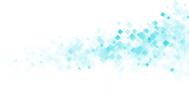 Diagonal flow of pixelated blue blocks, Abstract digital stream, TRANSPARENT BACKGROUND PNG for data or tech themes