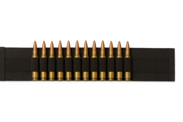Bullets on a bandoleer with transparent background