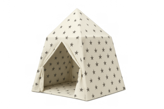 Children's tent with star pattern on transparent background