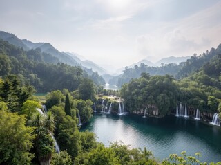 Fototapeta premium Croatian Plitvice Lakes National Park Scenery