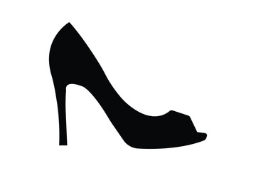 High Heel Silhouette Design. Woman stilettos high heel silhouette. Women's shoe icons button, vector, sign, symbol, logo, illustration, editable stroke, flat design style isolated on white linear. 