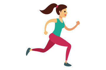 Vector illustration of a young woman jogging