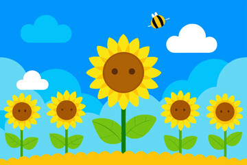 sunflower field and blue sky