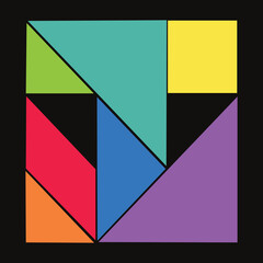 Tangram Puzzle Incomplete triangle Vector Colorful Geometric Illustration