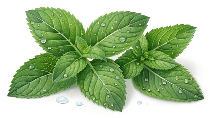 mint leaves isolated on white background