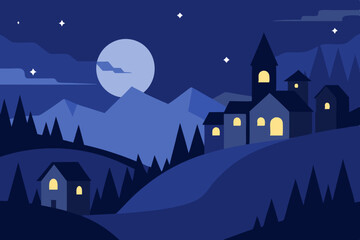 Fototapeta premium night landscape with castle