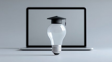 Light bulb wearing a graduation cap symbolizes education and innovation in a modern learning environment. National Financial Freedom Day