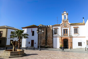 Niebla, Andalusia, Spain; April 4, 2018: Historic Old Hospital and Cultural Center in Niebla, Andalusia, Spain