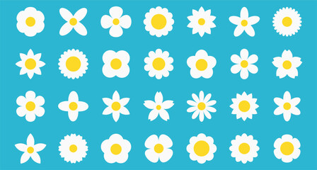 White and Yellow Flower Icons – Soft Decorative Set