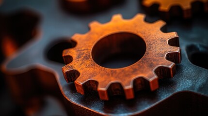 Close-up of interconnected gears